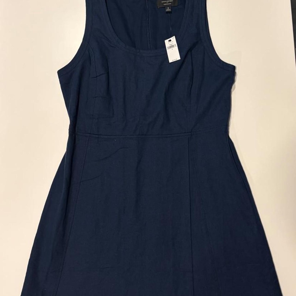 Navy Blue Linen Mini Dress